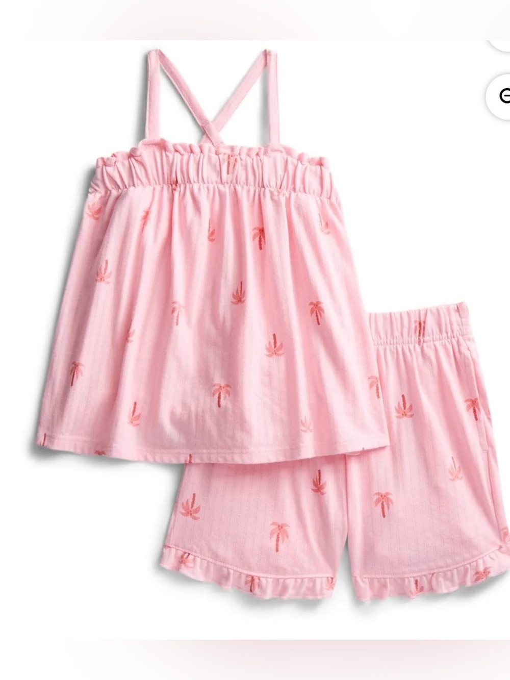NWT Wonder Nation Girls 2-Piece Trapeze Top & Shorts Set Pink‎ Palm Tree Print